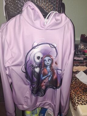 Disney Lavender Pullover Hoodie with Gothic Couple Graphic